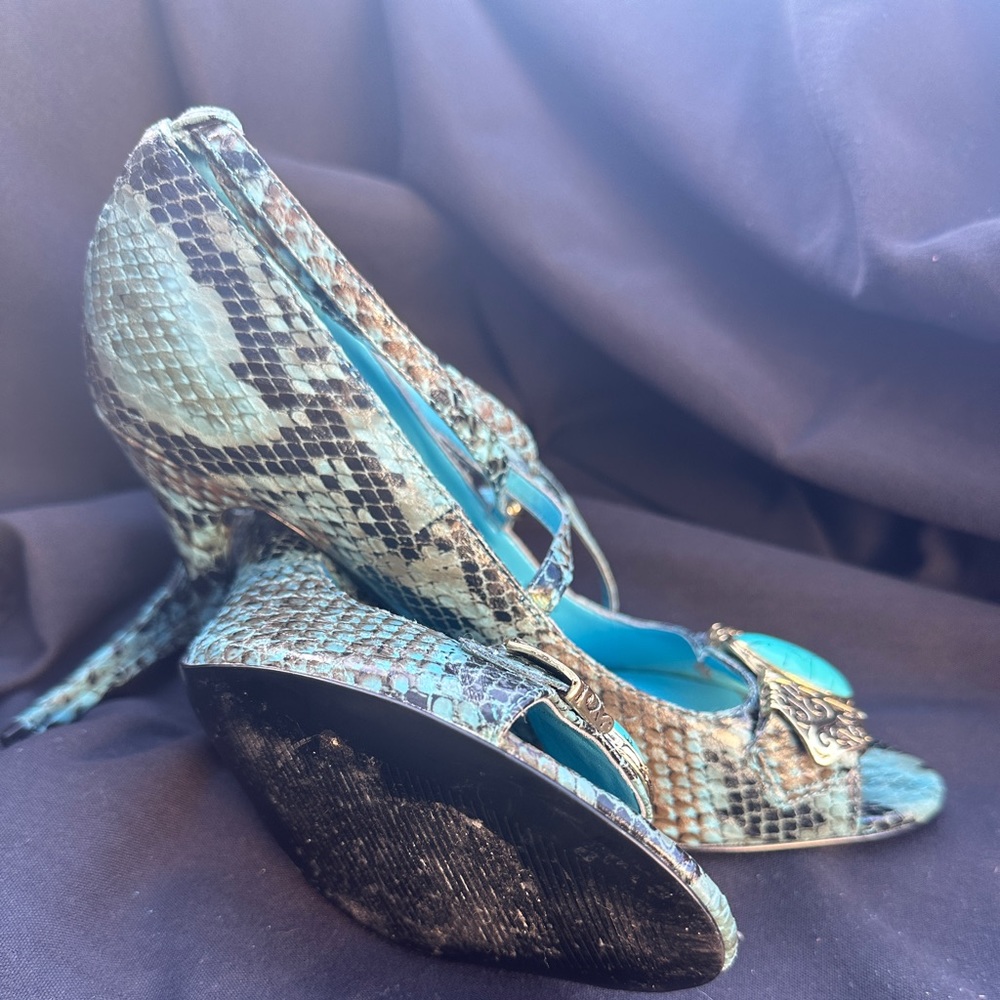 Bcbgeneration Blue Trilogy Turquoise Snakeskin He… - image 3